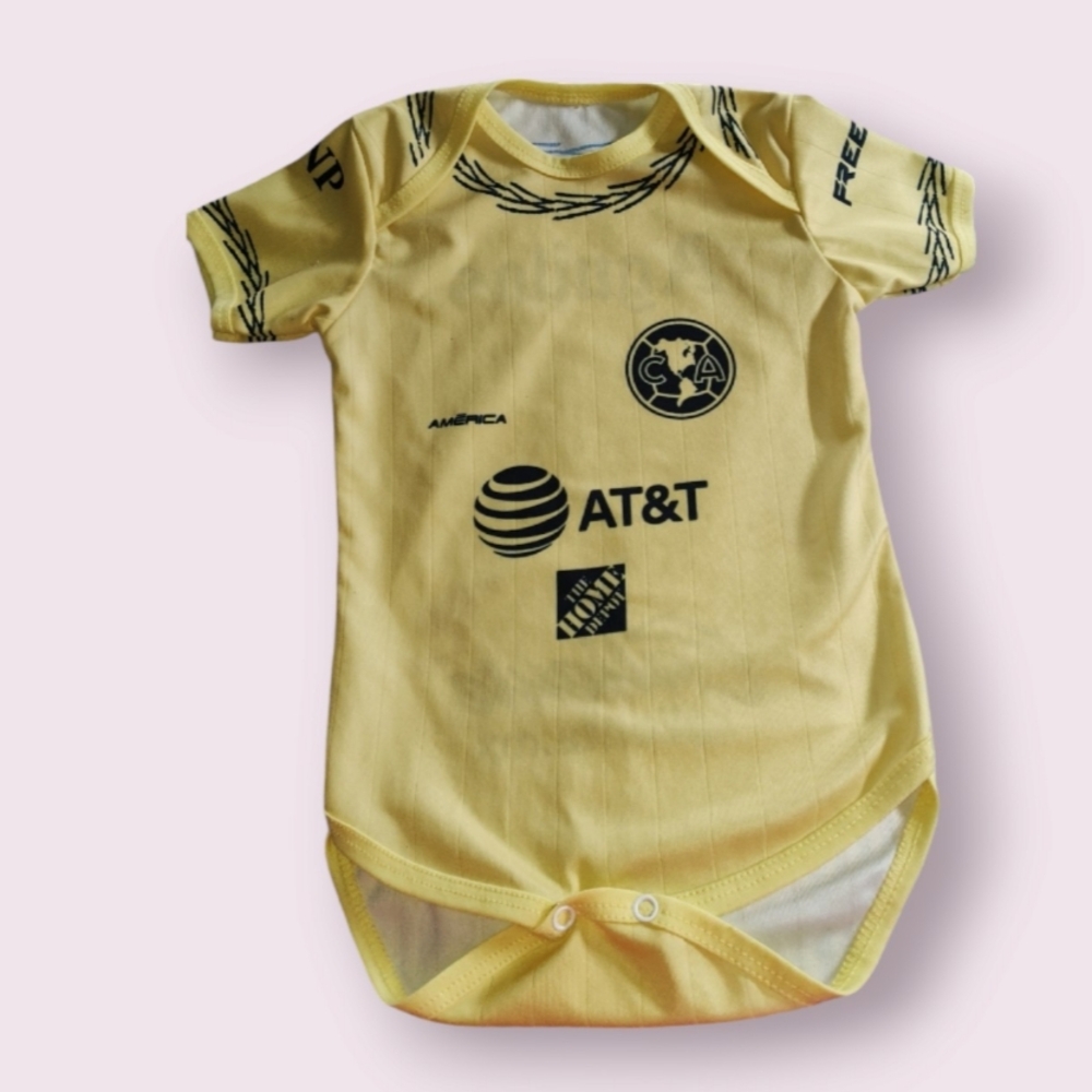 Yellow Baby Onesie with Logos